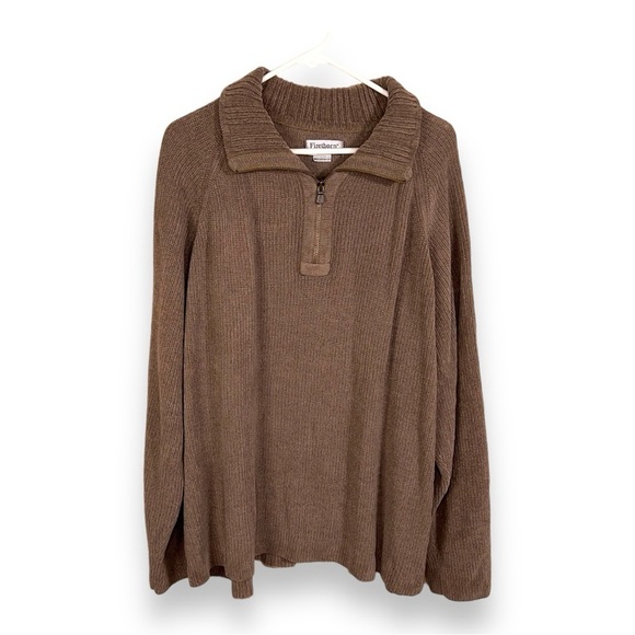 XXL FIRETHORN BEIGE CHENILLE MENS SWEATER ZIP COLLAR LONG SLEEVE - Picture 1 of 11